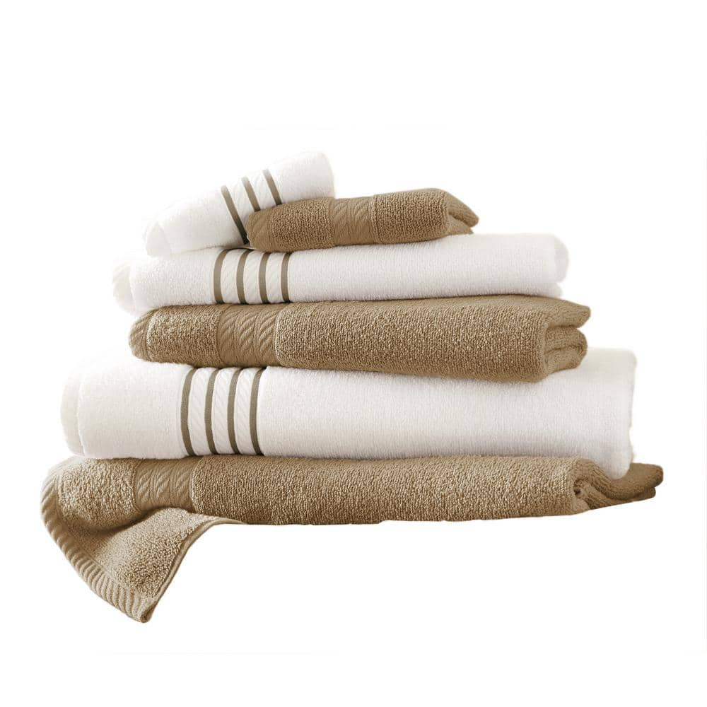 Luxury Spa Collection Wavy Quick Dry 6-Piece Towel Set - Taupe