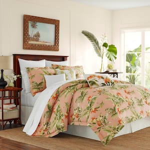 Siesta Key 4-Piece Cantaloupe Orange Botanical Cotton King Comforter Set