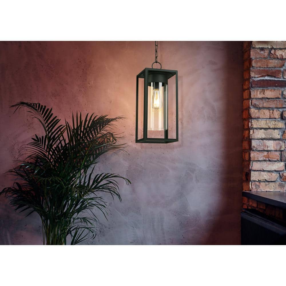 Walker Hill Matte Black Glass Outdoor Pendant Light