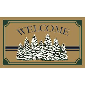 Christmas Tree Stripe Faux Coir 18 in. x 30 in. Holiday Doormat