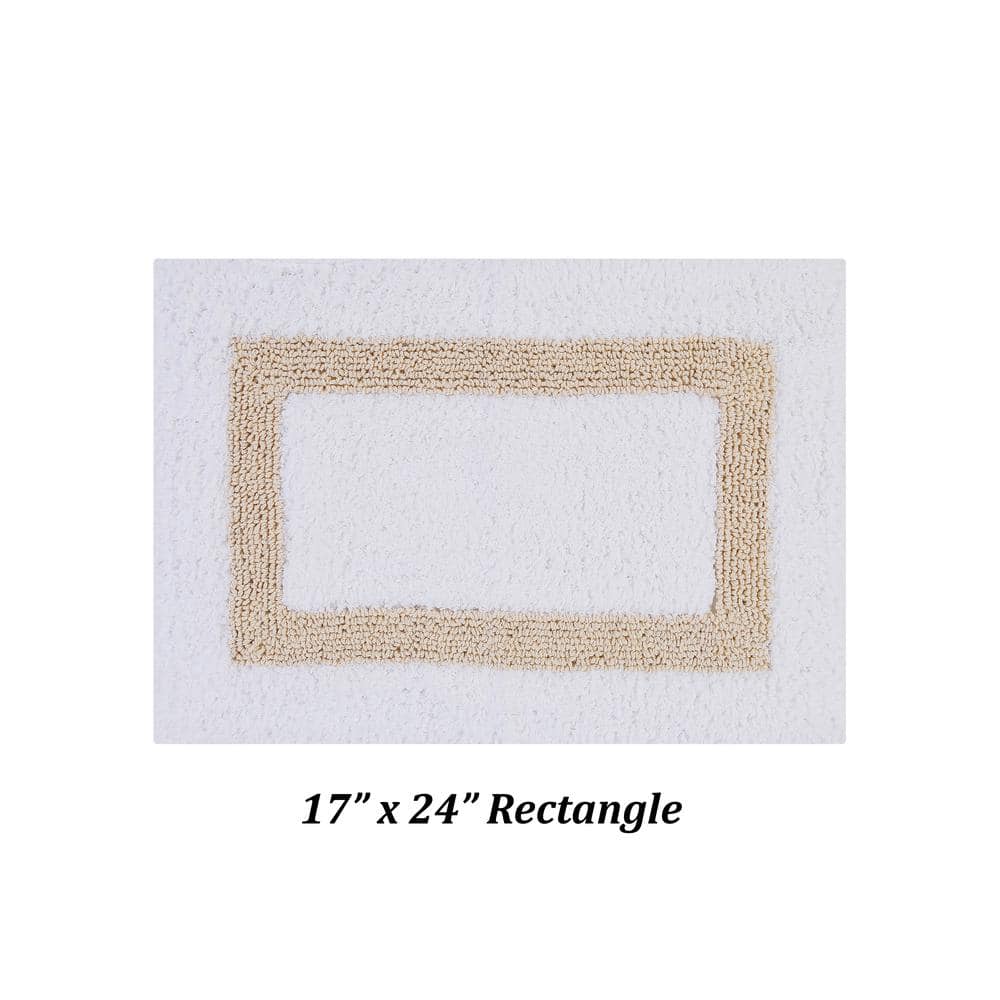 White and Sand Cotton Tufted Reversible Bath Rug Set