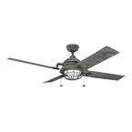 Maor Patio 65 in. Integrated LED Indoor Weathered Zinc Downrod Mount Ceiling Fan with Light Kit