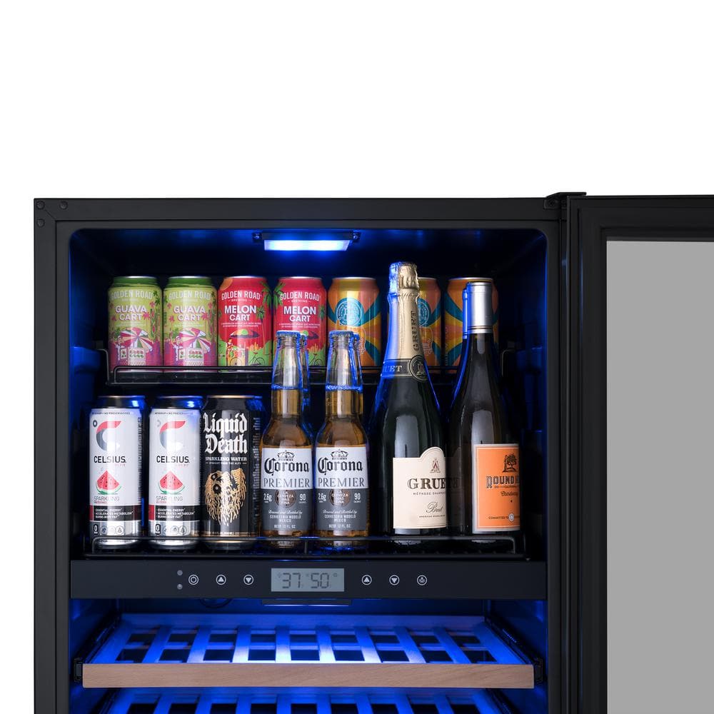 Newair 24" Black Stainless Steel Dual Zone Wine and Beverage Refrigerator