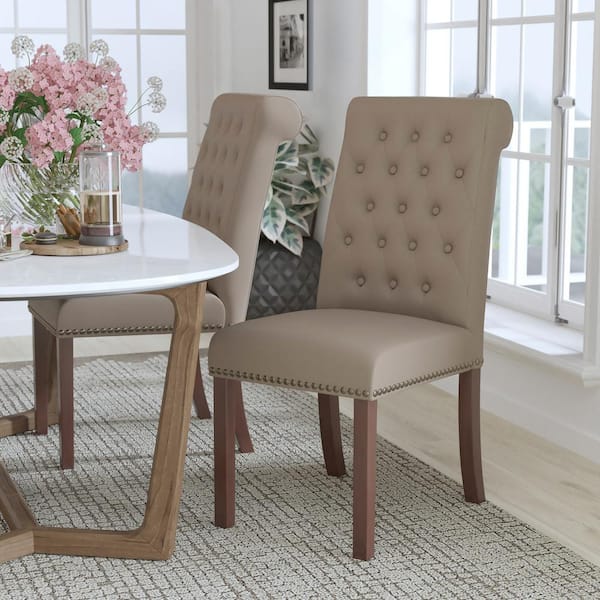 Flash Furniture Hercules Beige Leather Parsons Chair