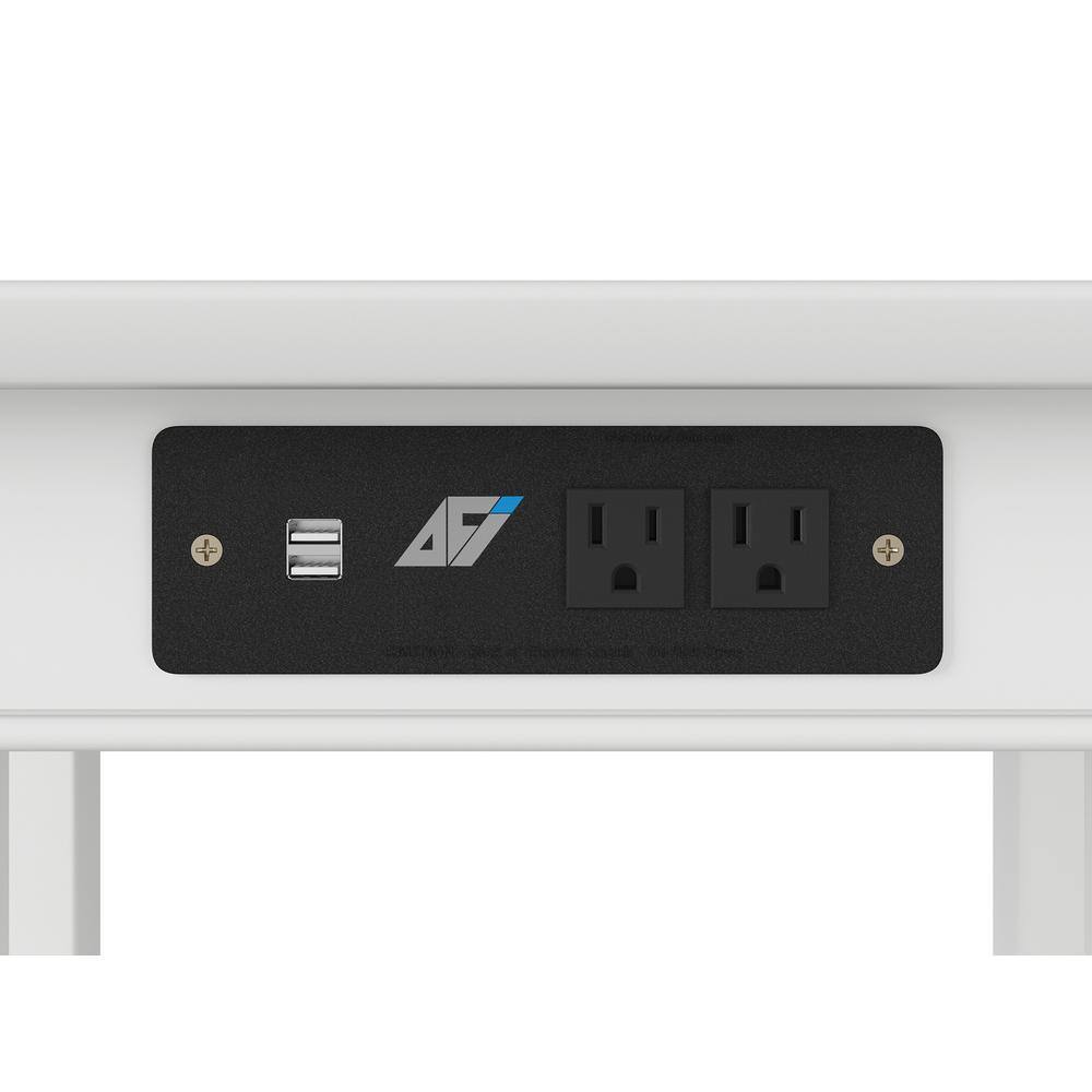 White Solid Hardwood Mission Printer Stand with Charger