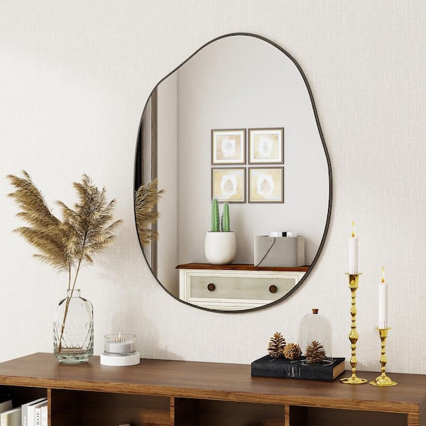 XRAMFY 24 in. W x 32 in. H Irregular Unique Shape Decorative for Living Room Bedroom Entryway Hallway Wall Frameless Mirror