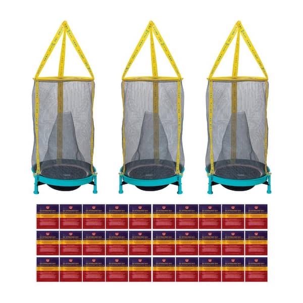 3 Ez Fly Cage Outdoor Fly Trap with 36 Fly Attractant Baits, Low Odor, Reusable, Durable