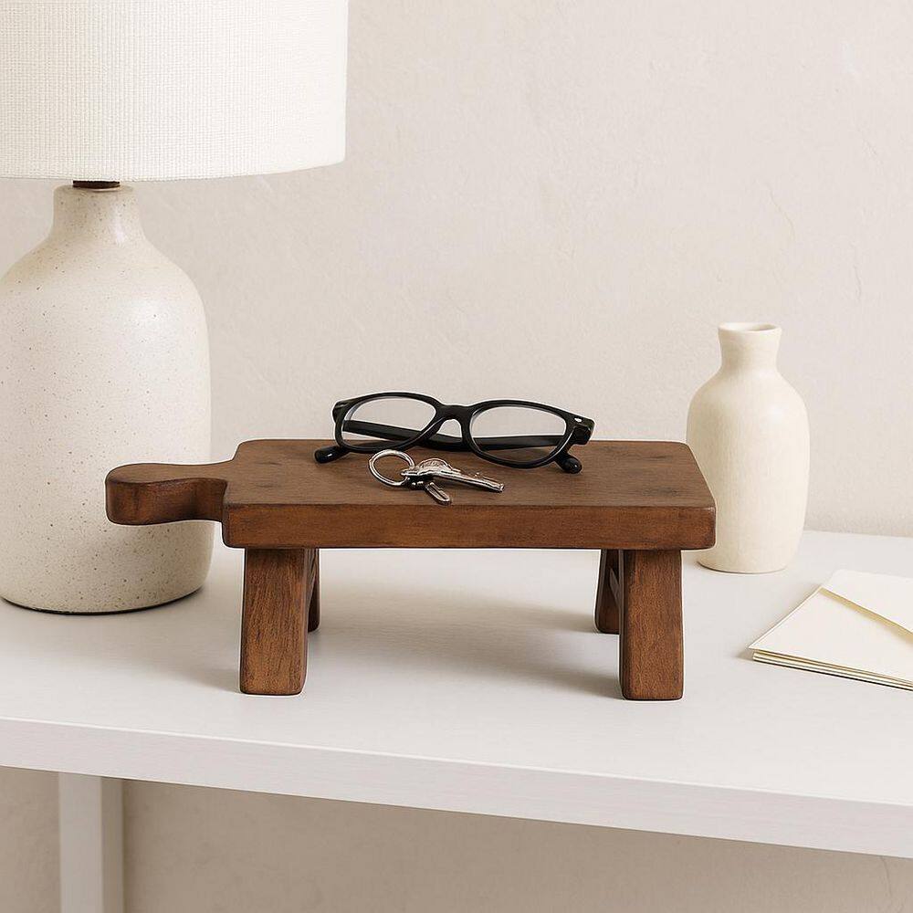 Brown Reclaimed Wood Novelty Riser with Handle Decorative Tray price history on PriceWatchPro