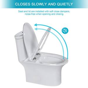 28.13in*16.75in*28.38in 1-Piece 1.6/1.1 GPF Dual Flush White Elongated Toilet in Soft Seat Included