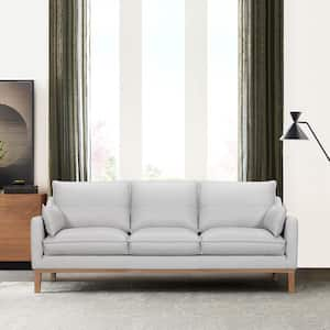 Pompeii 87 in. Square Arm Leather Rectangle Sofa in. Dove Gray