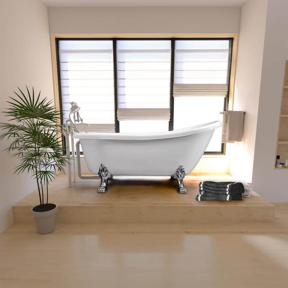 67'' White Acrylic Clawfoot Freestanding Bathtub