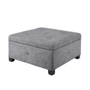 Lucas Charcoal Fabric Soft Close Storage Ottoman