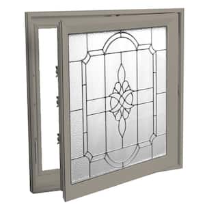 27.25 in. x 27.25 in. Victorian Right-Handed Triple-Pane Casement  Vinyl Window with Driftwood Exterior