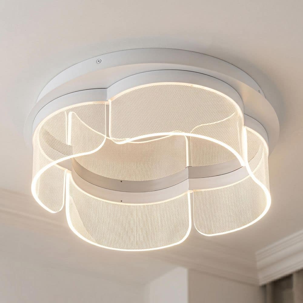 16.75 in. Modern Drum Matte White Dimmable Integrated LED Flush Mount, Color Changing 3000K/4000K/6000K (1‑Pack) price history on PriceWatchPro