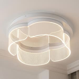 16.75 in. Modern Drum Matte White Dimmable Integrated LED Flush Mount, Color Changing 3000K/4000K/6000K (1‑Pack)