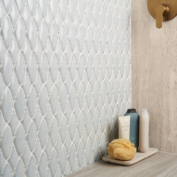 Delphi Valor Arctic Blue 9 in. x 12 in. Crackled Glossy Glass Mosaic Wall Tile (0.60 sq. ft. /Sheet)