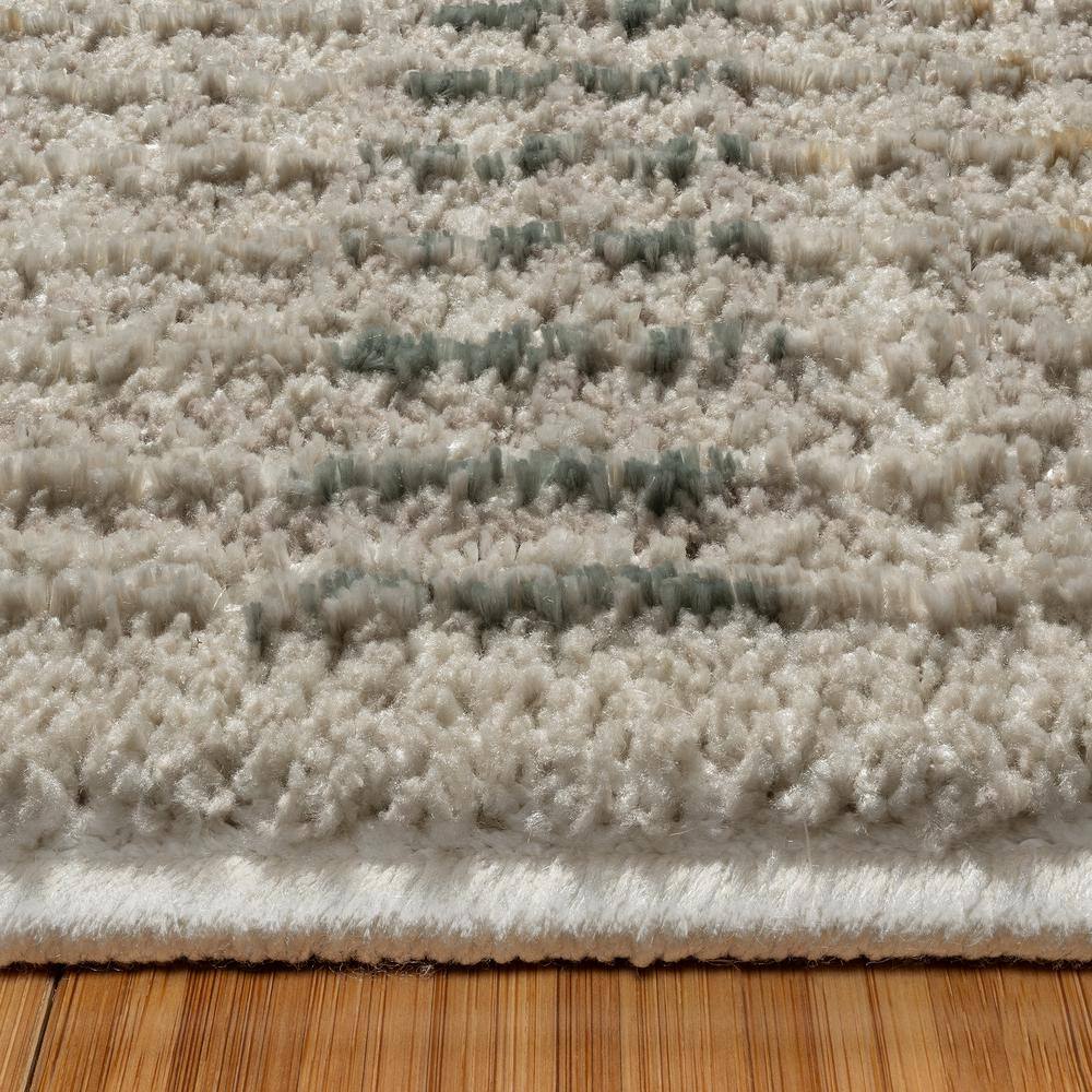 Vania Rectangular Cream Tufted Synthetic Shag Area Rug