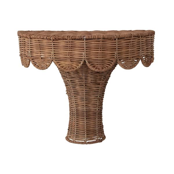 8.7 in. W x 13.8 in. D Stained Finish Hand-Woven Wicker Decorative Wall Shelf