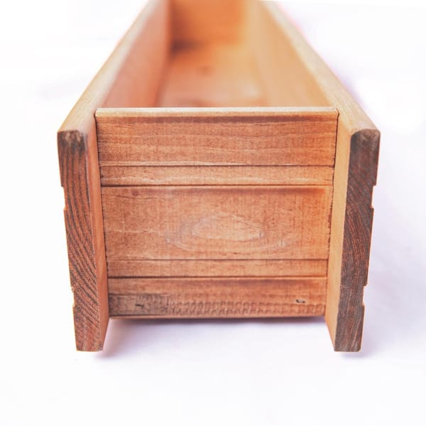Vigoro 36 in. Brooklin Stained Brown Wood Planter Box (36 in. L x
