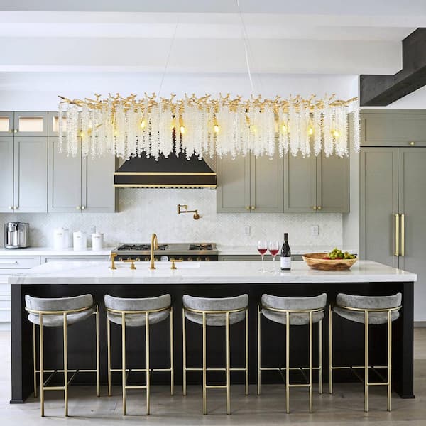 YUYI 16-Light Gold Chandelier, Luxury Flush Mount Chandelier with