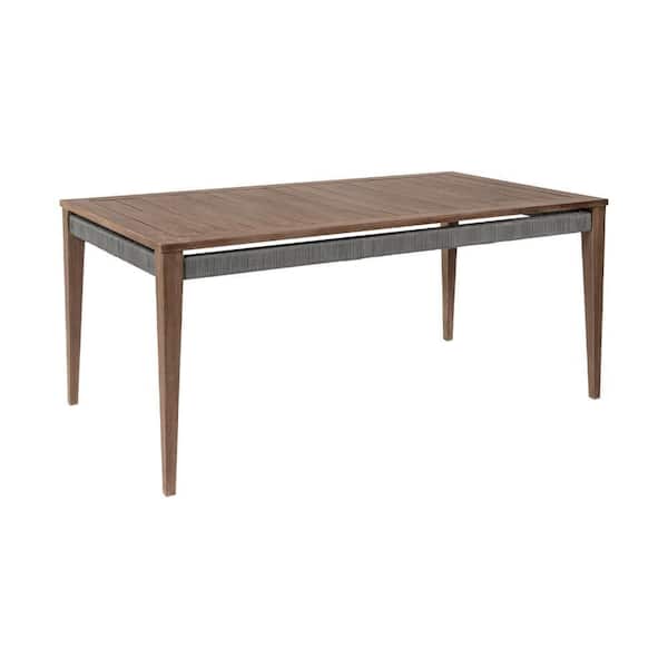 Kimi Brown and Gray Rectangular Wood Outdoor Dining Table without Extension