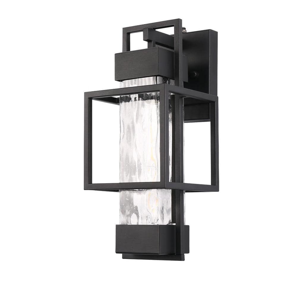 1-Light Modern Black Outdoor Wall Lantern with Water Glass, Photocell Sensor, and T10 Bulb for Exterior Lighting price history on PriceWatchPro