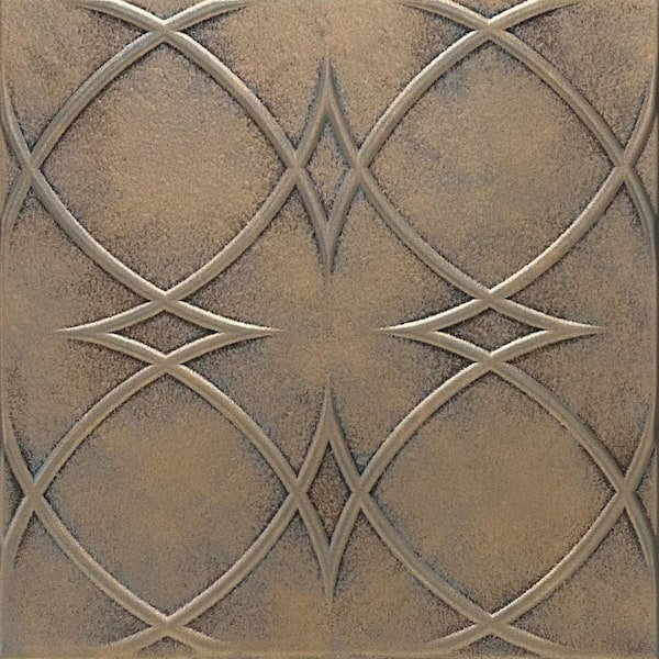 Circles and Stars Aged Copper 1.6 ft. x 1.6 ft. Decorative Foam Glue Up Ceiling Tile (384 sq. ft. /case)