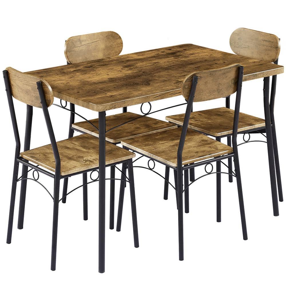VECELO 5Piece Dining Table Set, Rectangular Kitchen Table & Chairs