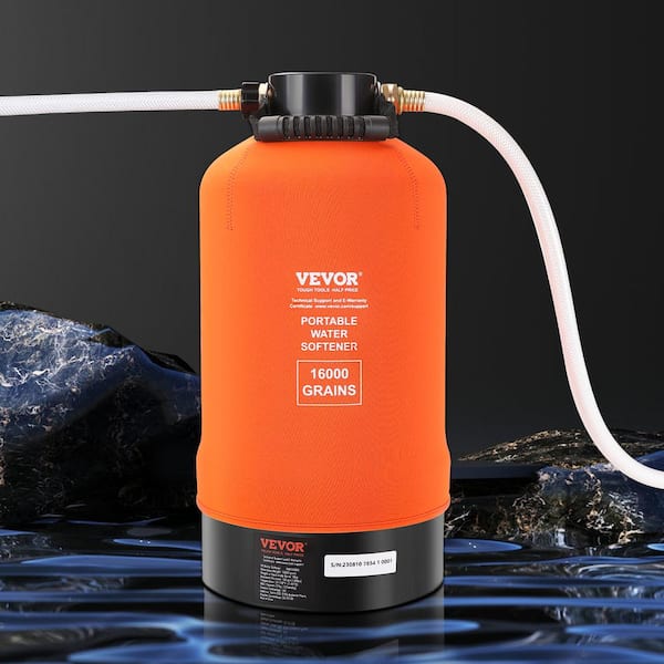 RV Water Softener 16,000 Grain Portable Water Softener with 3/4 in. Brass Fittings and 42 in. Hose for Car Washing