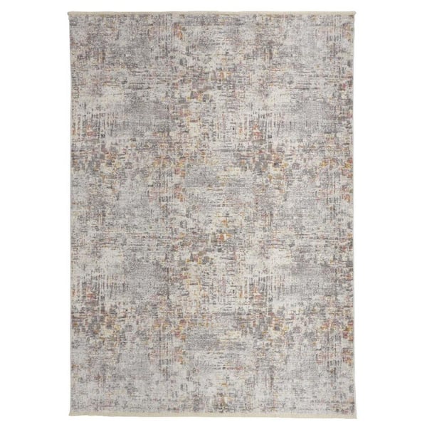 HomeRoots Ivory Tan and Taupe 2 ft. x 3 ft. Abstract Area Rug
