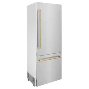 Autograph Edition 30 in. 2-Door Bottom Freezer Refrigerator in Champagne Bronze & Fingerprint Resistant Stainless Steel