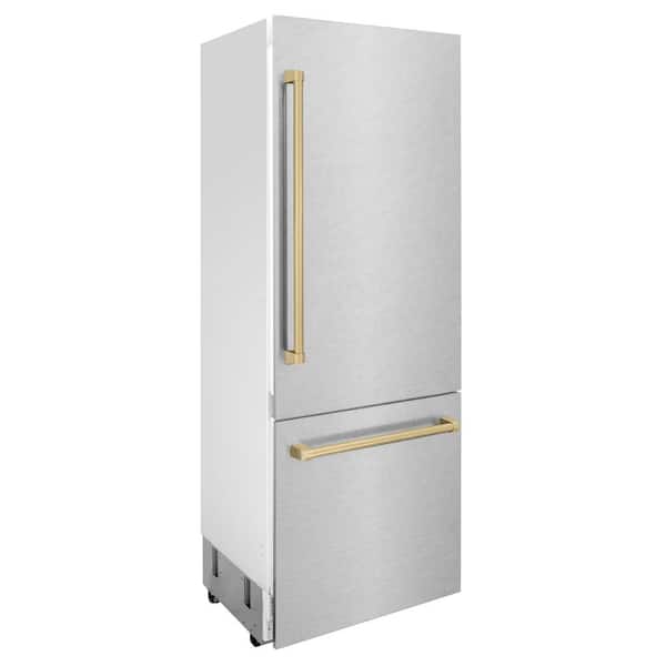 Autograph Edition 30 in. Built-In Refrigerator in Satin Stainless Steel with Champagne Bronze Accents