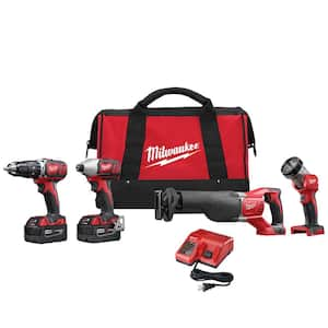 M18 18V Lithium-Ion Cordless Combo Tool Kit with Two 3.0Ah Batteries, 1-Charger, 1-Tool Bag (4-Tool)