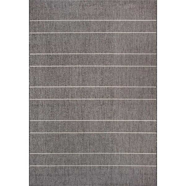 nuLOOM Alaina Casual Stripes Gray 5 ft. x 8 ft. Indoor/Outdoor Patio Area Rug
