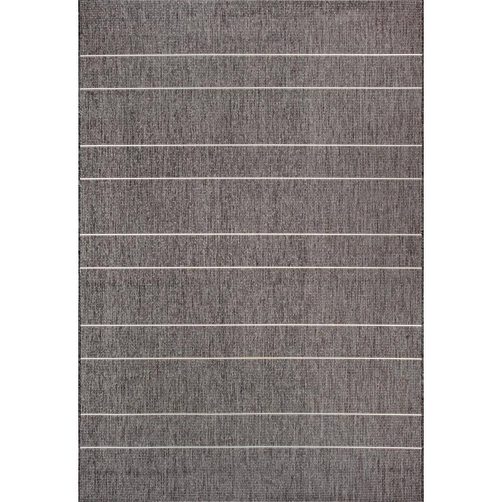Gray Stripe Synthetic 52"x24" Easy Care Rectangular Rug