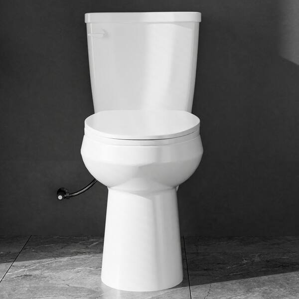 Unbranded - 19 in. ADA Height 2-Piece Toilet 1.28 GPF Single Flush Elongated White Tall Toilet Comfort Bowl Height Bathroom Toilet