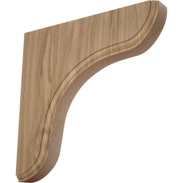 Ekena Millwork 1-3/4 in. x 10-1/2 in. x 10-1/2 in. Red Oak Eaton Wood Bracket