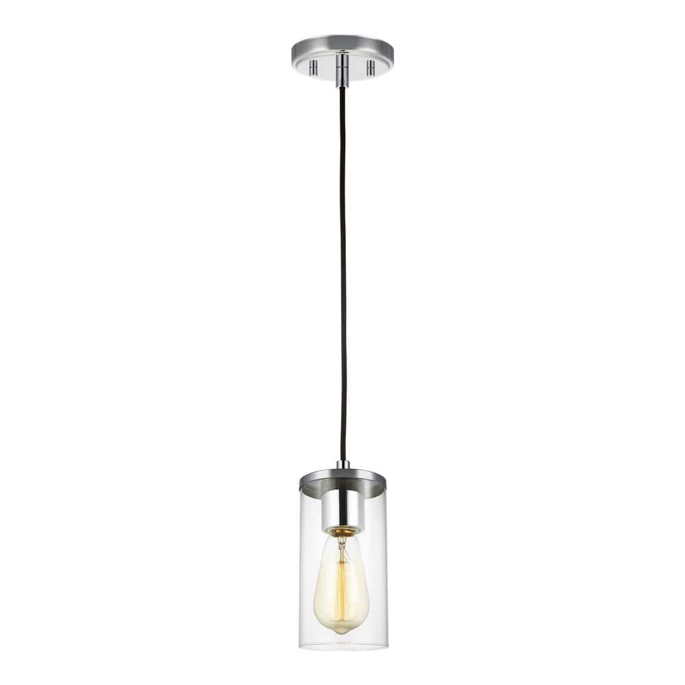 Generation Lighting Zire 1-Light Chrome Hanging Mini Pendant with Clear ...