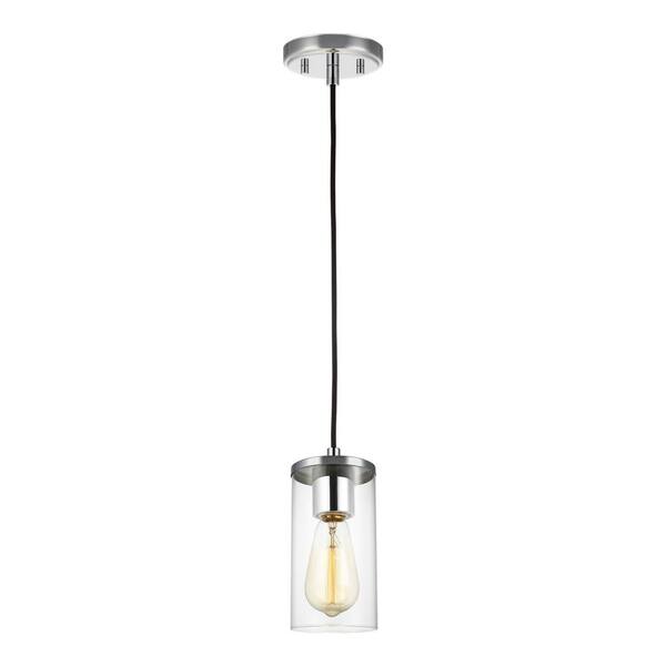 Generation Lighting Zire 1-Light Chrome Hanging Mini Pendant with Clear Glass Shade