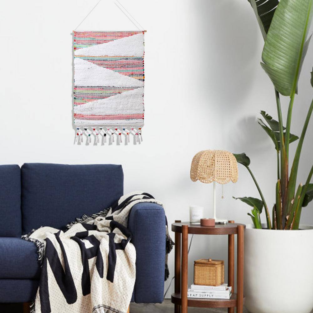 Boho Chindi Multicolor Woven Wall Hanging with Fringe