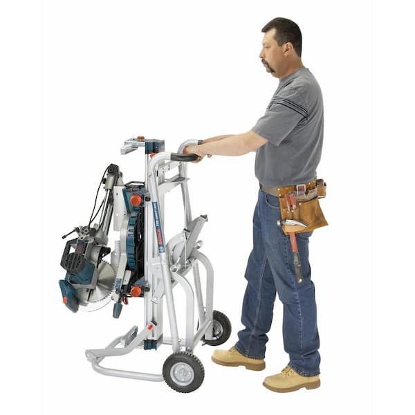 Bosch - 15 Amp Corded 10 in. Dual-Bevel Sliding Glide Miter Saw with 60-Tooth Saw Blade and Bonus Gravity Rise Stand with Wheels