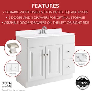 Wyndham 36 in. W x 18 in. D Unassembled Bath Vanity Cabinet Only in White Semi-Gloss