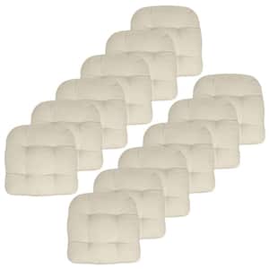 19 in. x 19 in. x 5 in. Solid Tufted Indoor/Outdoor Chair Cushion U-Shaped in Cream (12-Pack)