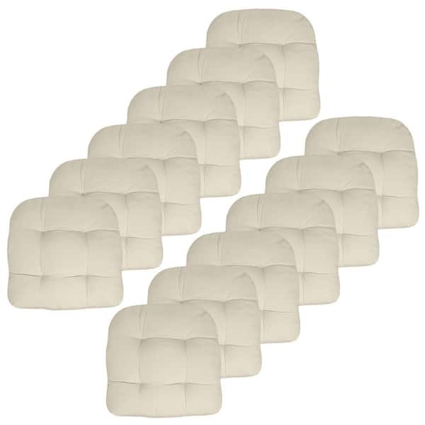 Sweet Home Collection 19 in. x 19 in. x 5 in. Solid Tufted Indoor/Outdoor Chair Cushion U-Shaped in Cream (12-Pack)