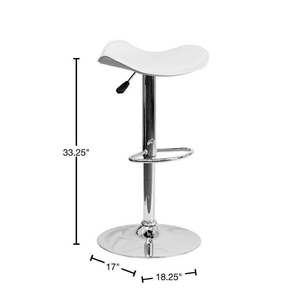 White Adjustable Height Swivel Barstool with Chrome Base
