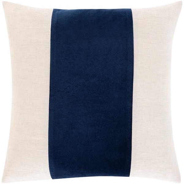 Livabliss Riaz Navy Poly 20 in. x 20 in. Throw Pillow