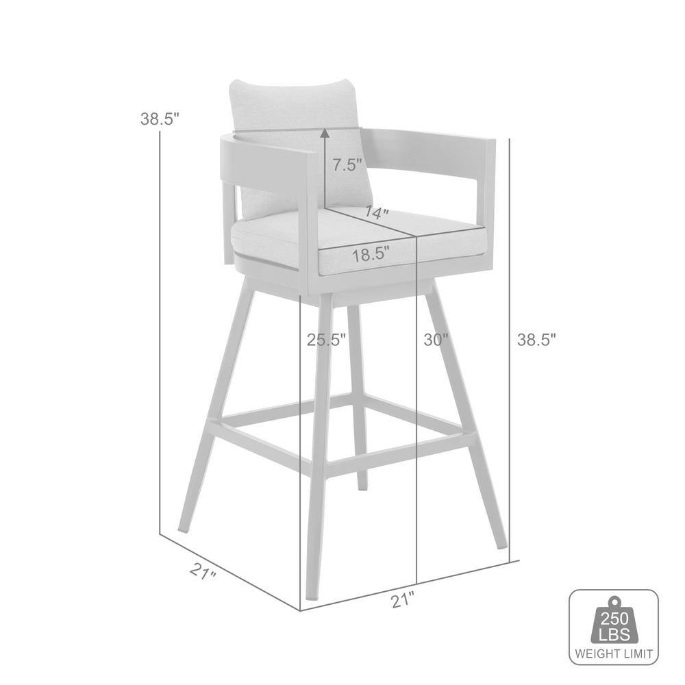 Gray Aluminum Swivel Bar Stool with Cushions