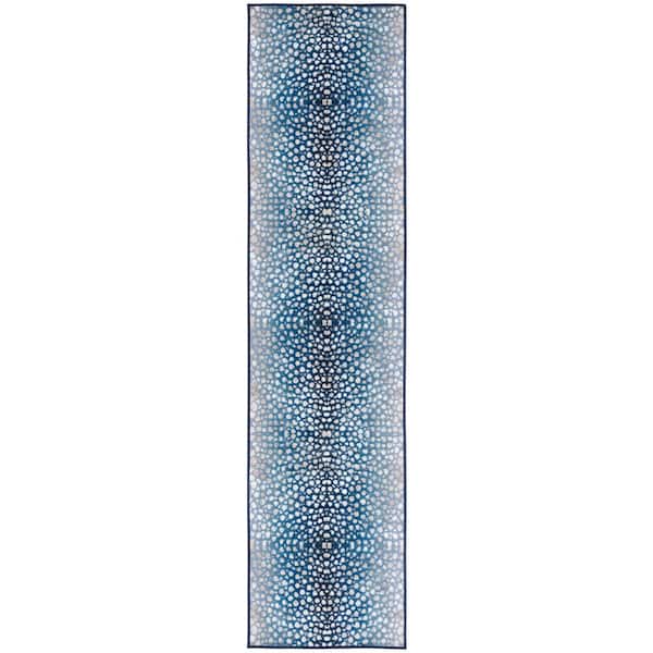 Journey Navy/Beige 2 ft. x 9 ft. Machine Washable Gradient Stone Runner Rug