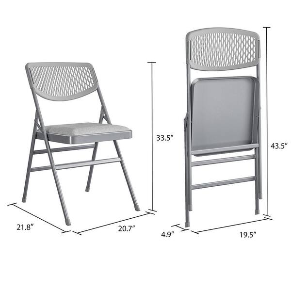 COMPACT LO CHAIR 02 basque “gray stripe” Cosco Gray Fabric Padded Seat Folding Chair (Set of 4) 60865GRY4E