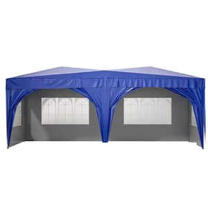 20 ft. x 10 ft. Blue Pop-Up Canopy Portable Party Folding Tent with 6 Removable Sidewalls and Carry Bag